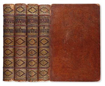 BAYLE, PIERRE; et al. Dictionnaire Historique et Critique . . . Quatrième Édition, revue, corrigée et augmentée.  4 vols.  1730
